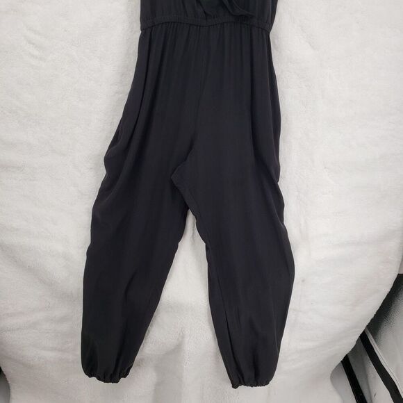 Twelfth Street Cynthia Vincent Jumpsuit Womens Medium Black Silk Leather Straps - Picture 3 of 10